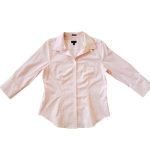 TALBOTS Pink Striped Wrinkle Resistant Button Up Shirt 10P Career Business Work